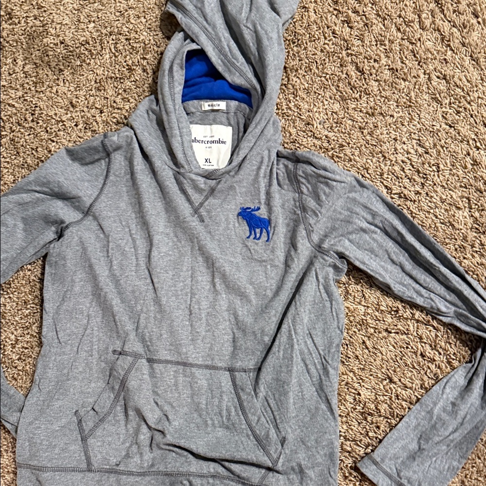 Abercrombie & Fitch Gray Hoodie with Blue Accents